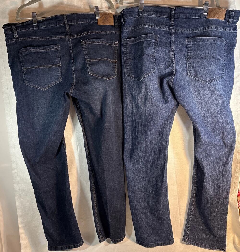 Beverly Hills Polo Club Modern Stretch Blue Jeans W42 x L30 -2 Pair LOT